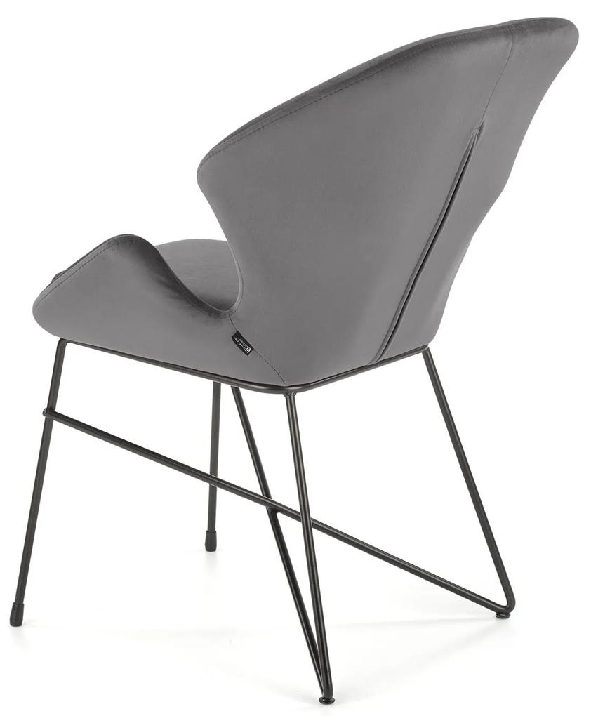 Sivá zamatová stolička KAND 458
