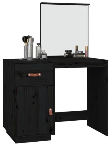 vidaXL Toaletný stolík čierny 95x50x134 cm masívne borovicové drevo-