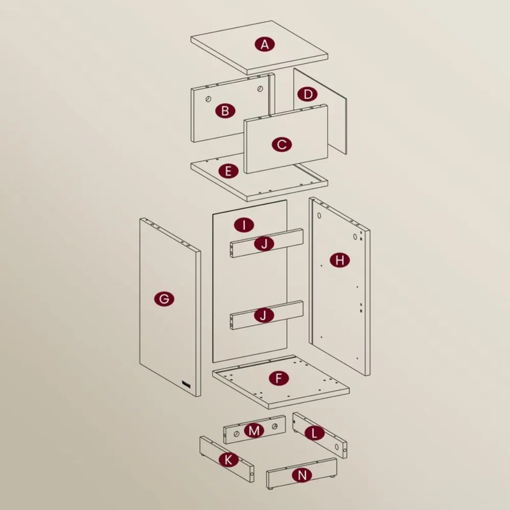 Nočný stolík ROBIN, 30x25x65cm, biela/béžová Vasagle