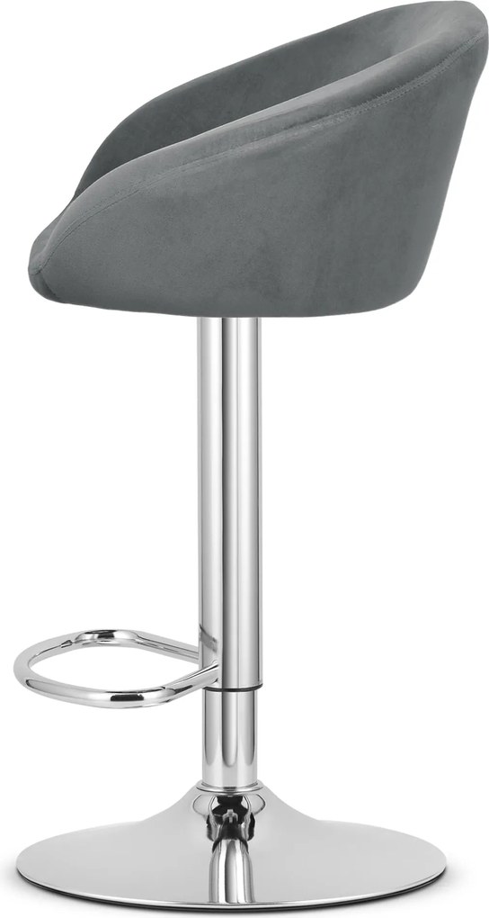 Barová stolička EAST sivý zamat / čierna podnož
