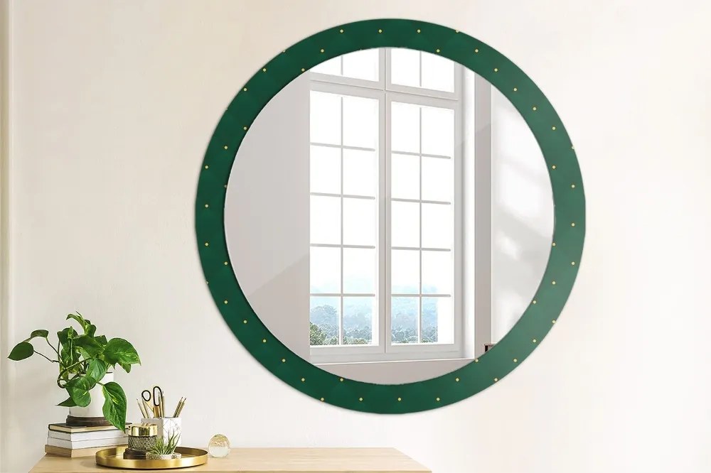 Okrúhle dekoračné zrkadlo s motívom Zelená luxusná šablóna fi 90 cm