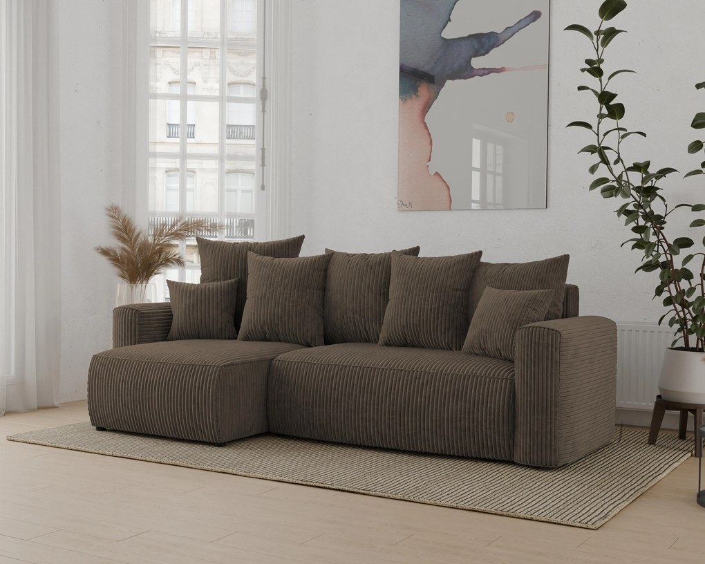 Rohová sedačka Denia (L) (tmavohnedá). Akcia -20%. Vlastná spoľahlivá doprava až k Vám domov. 1133111