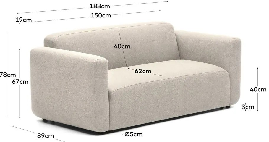 Béžová pohovka 188 cm Neom - Kave Home