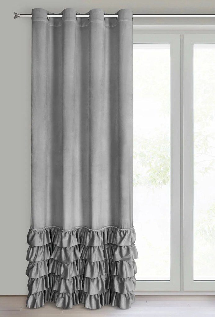 ZATEMŇOVACÍ ZÁVES NA KRÚŽKOCH CARLI 140X250 CM STRIEBORNÁ