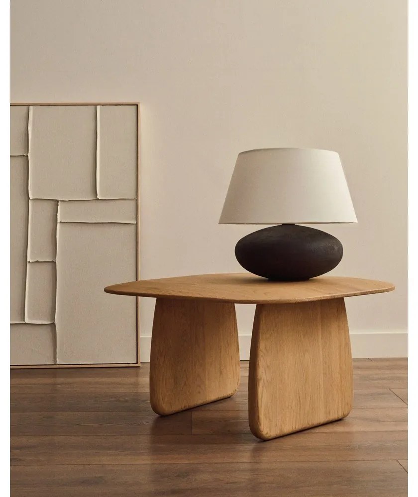 Čiernobiela stolová lampa s textilným tienidlom (výška 35 cm) Nessi – Kave Home