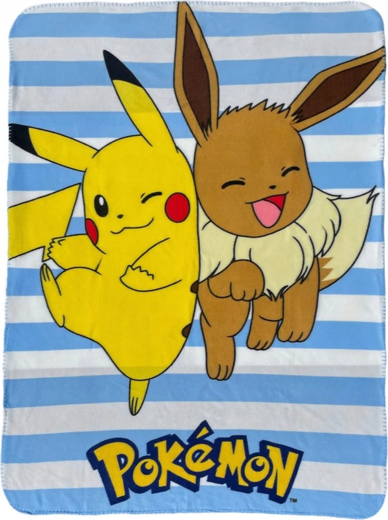 DETSKÁ FLEECOVÁ DEKA POKEMON 100X140 CM VZOROVANÁ
