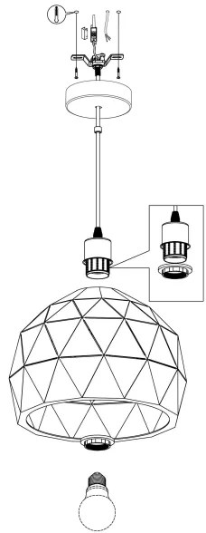 Eglo 97855 - Luster na lanku ROCCAFORTE 1xE27/60W/230V
