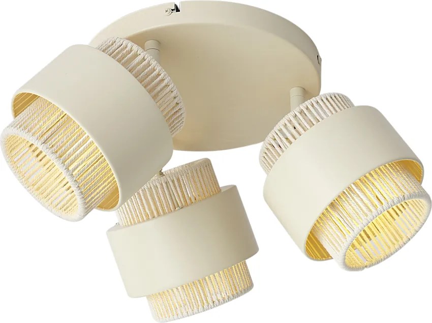 Moderné stropné bodové svietidlo béžové s lanom 3-svetlá otočné a naklápacie - Kora