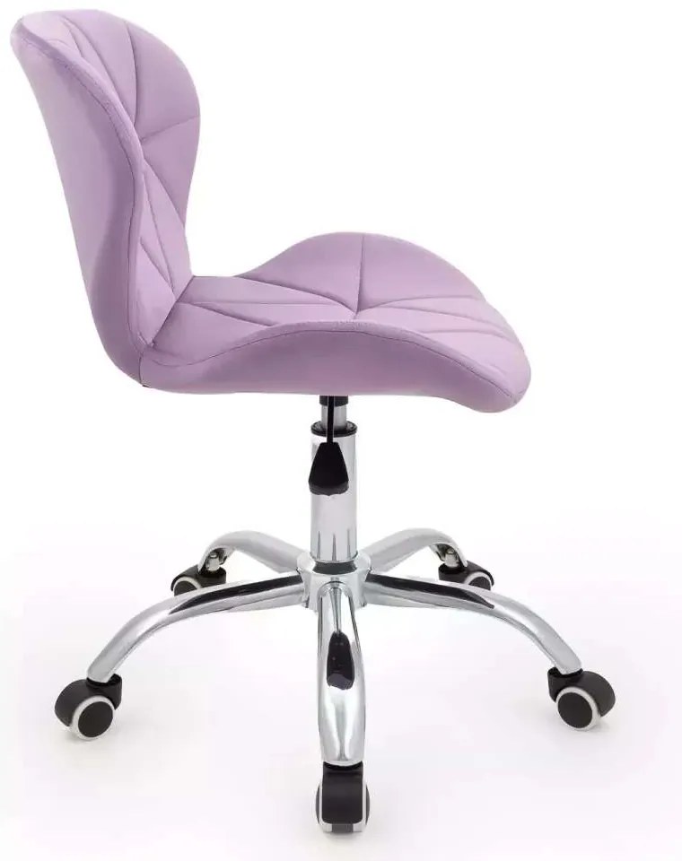 LuxuryForm DESIGN Stolička LIVIO VELUR na striebornej podstave s kolieskami - levanduľa