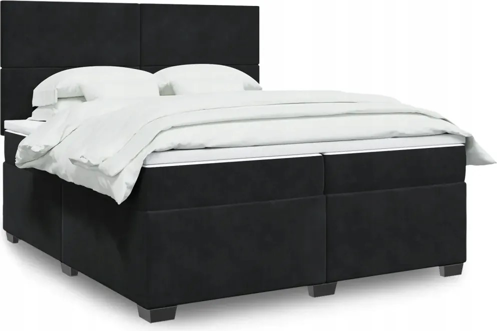 vidaXL Posteľný rám boxspring s matracom čierny 200x200 cm zamat