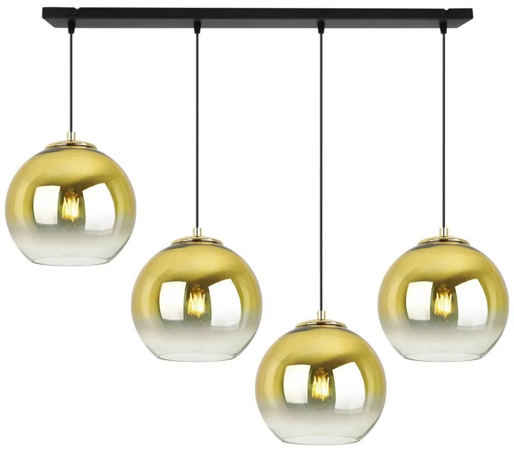 Závesné svietidlo Bergen Gold, 4x zlaté/transparentné sklenené tienidlo (fi 20cm)
