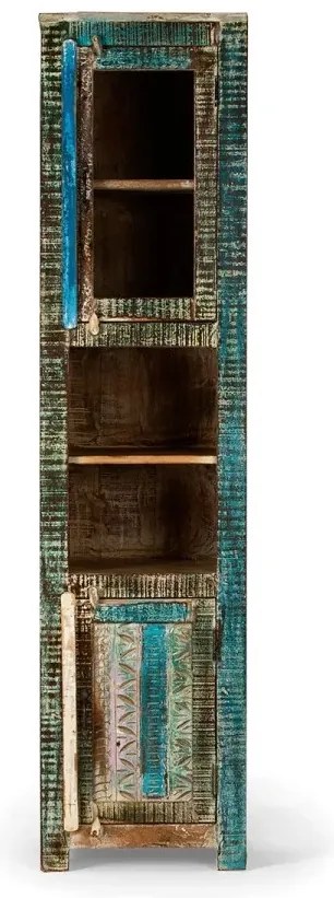 furniture-nabytek.cz - Masivní koupelnová vysoká skříňka Blue Lagoon z mangového dřeva, lakovaná, barevná – 45×40×188 cm