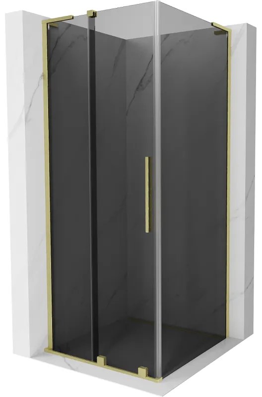 Mexen Velar L, sprchový kút s posuvnými dverami 110 x 110 cm, 8mm šedé sklo, zlatá matná, 871-110-110-43-55