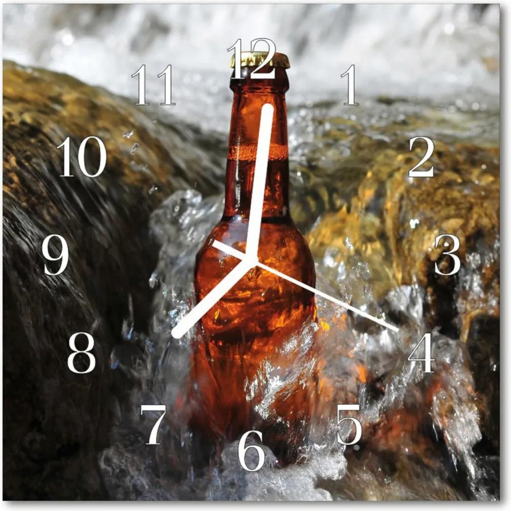 Nástenné sklenené hodiny  pivo