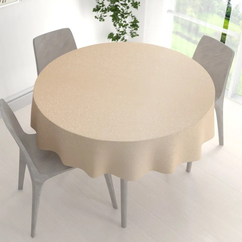 Biante Teflónový okrúhly obrus TF-092 Ornamenty - béžová light Ø 80 cm