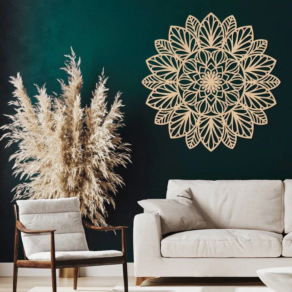 Drevená mandala na stenu | LOTUS: HDF - Orech 20 cm 4402-83848 HDF0255
