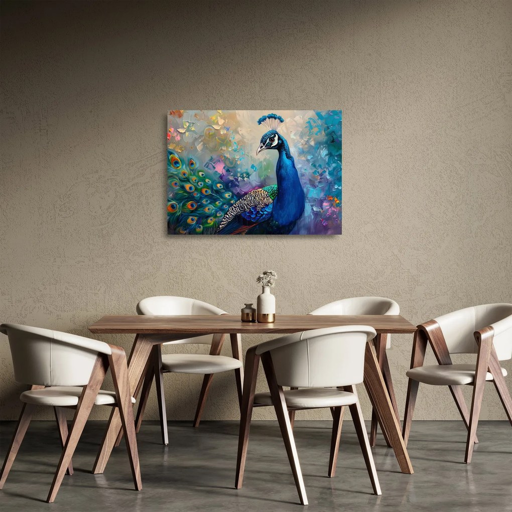 Sklenený obraz - Maľba páva (70x50 cm)