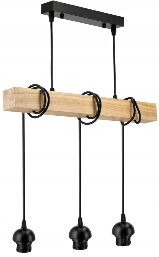 BERGE Závesné stropné svietidlo LED drevený trám 3xE27 Luster Wire ball