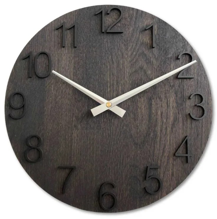 Luxusné drevené nástenné hodiny Wenge – Čierny dizajn I SENTOP MAS016-OSMO-3169-heads-silver