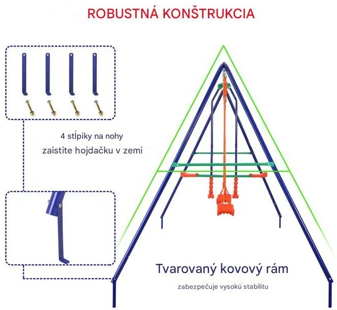 InternetovaZahrada Detská záhradná hojdačka - farebná