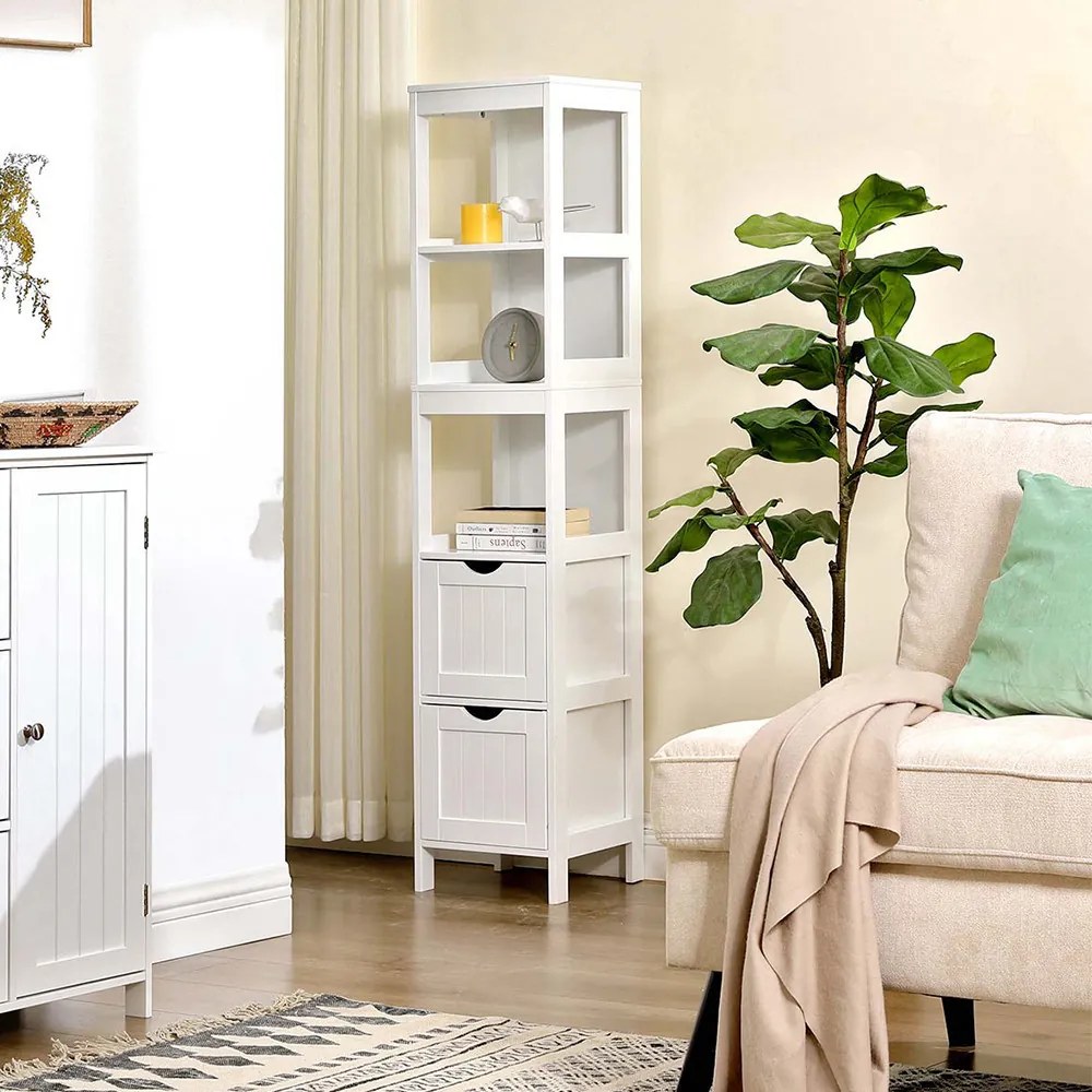 Skrinka s 3 policami a 2 zásuvkami 30x30x141.5 cm