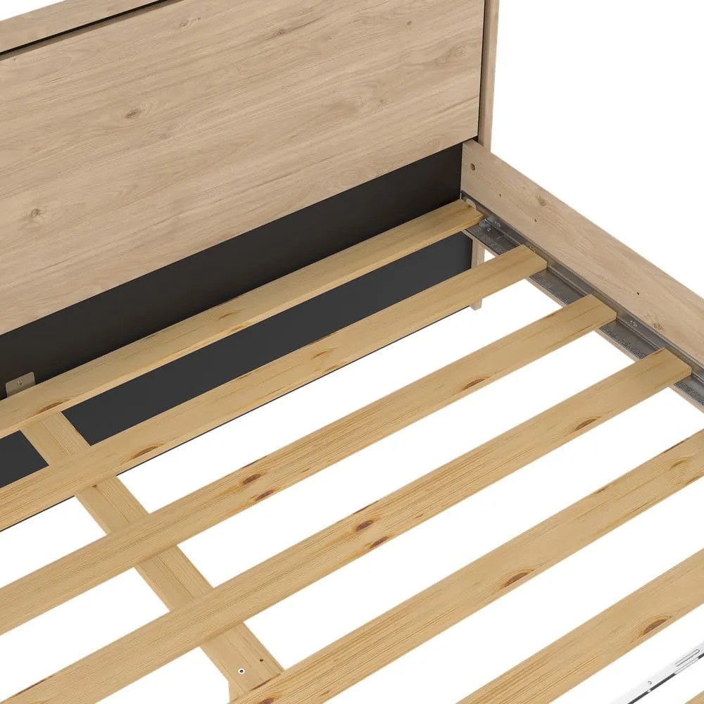 Dvojlôžková posteľ v dekore duba s roštom 180x200 cm v prírodnej farbe Ry – Tvilum