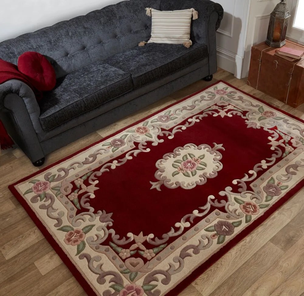 Ručne všívaný kusový koberec Lotus premium Red, 120x180, červená, chodba / predsieň, Flair Rugs