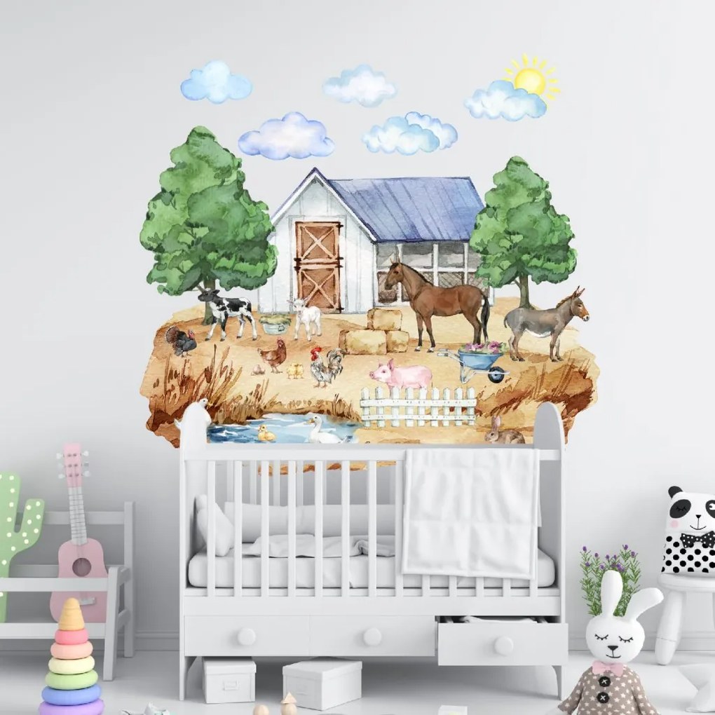 PIPPER. Textilná nálepka na stenu "Farma" Veľkosť: 180x165 cm