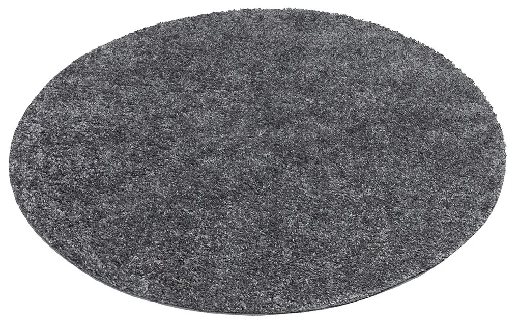 Dekorstudio Shaggy okrúhly koberec CITY 500 tmavo sivý Priemer koberca: 200cm