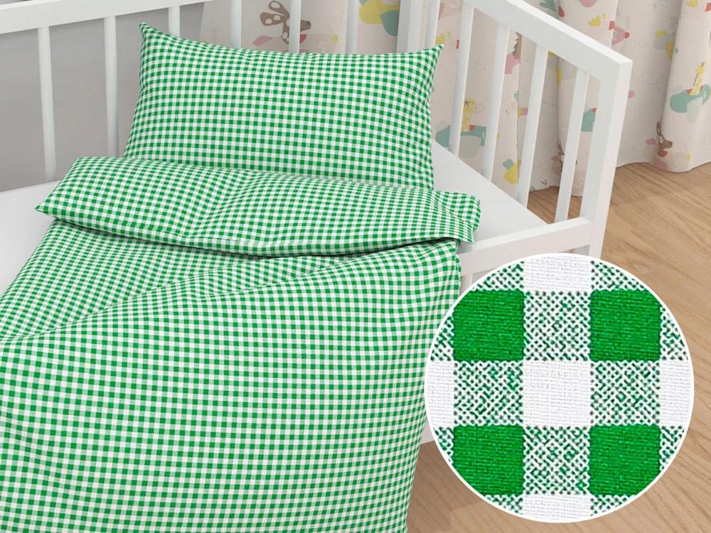 Biante Detské bavlnené posteľné obliečky do postieľky Sandra SA-058 Zeleno-biele kocky Do postieľky 90x140 a 40x60 cm