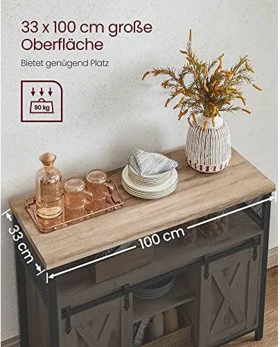 Príborník, Úložná skrinka, Komoda s 2 posuvnými dvierkami, ťavia hnedá a čierna