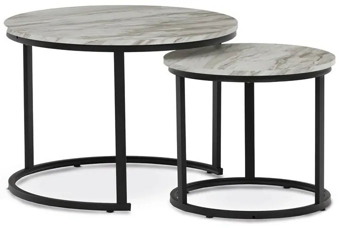 Sada konferenčných stolíkov, biely mramor, 2 ks