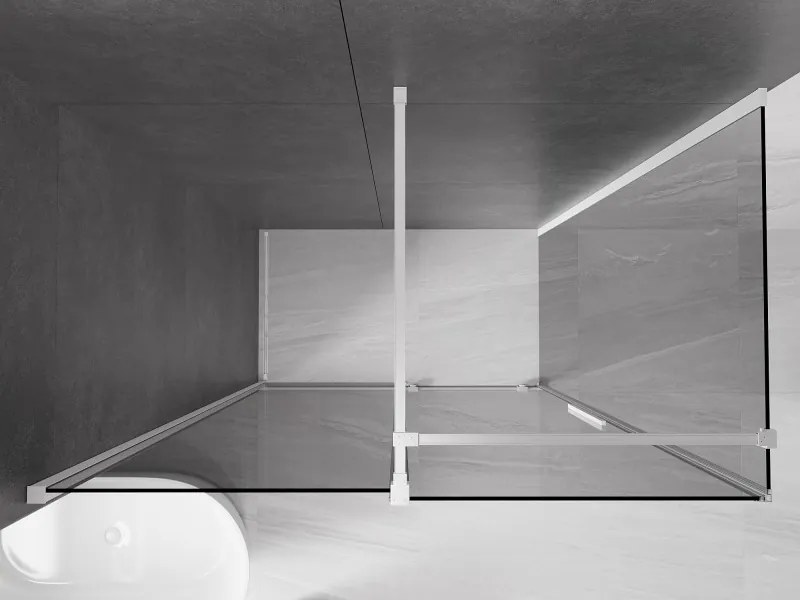 Mexen Velar, sprchový kút s posuvnými dverami 160 x 100 cm, 8mm šedé sklo, biela matná, 871-160-100-41-20