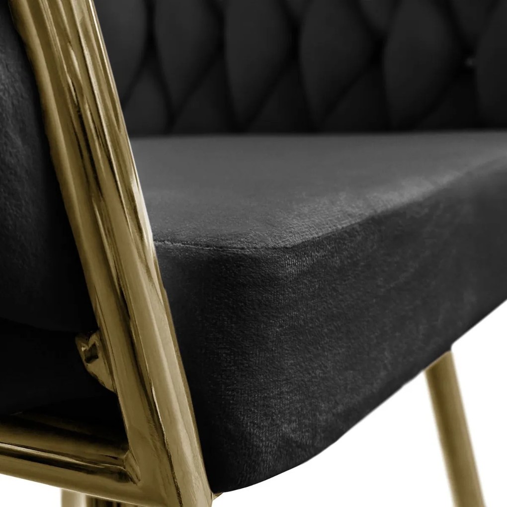 DIZAJNOVÁ STOLIČKA SHELLY ČIERNY ZAMAT + ZLATÁ