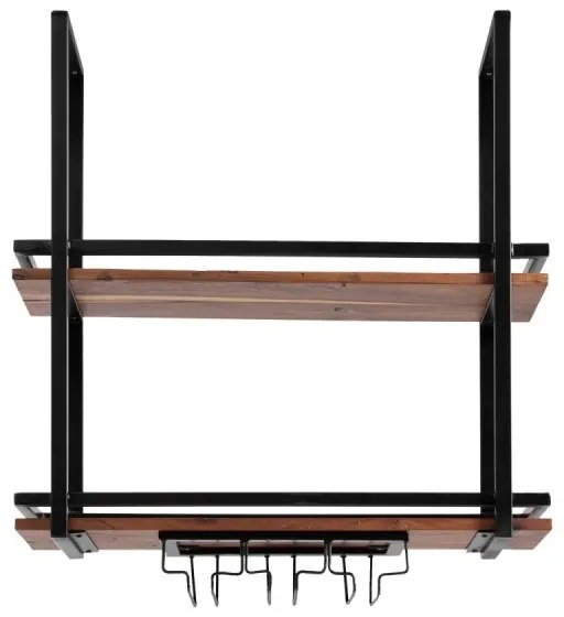 furniture-nabytek.cz - Masívna závesná polica Aro z kovu a dreva, lakovaná, hnedá – 80 cm