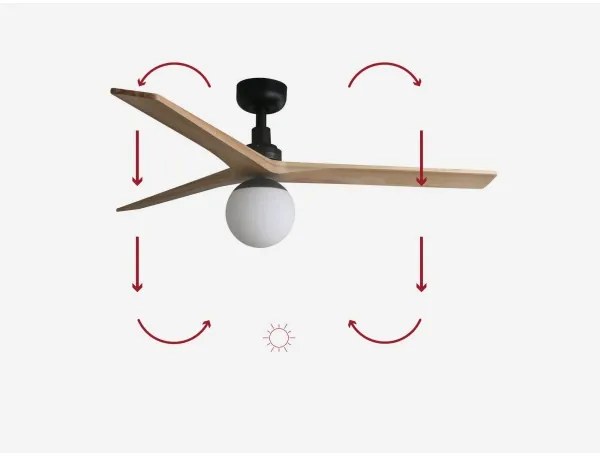 FARO 34283-11L - Stropný ventilátor KLIM M 1xE27/15W/230V borovica/čierna + DO