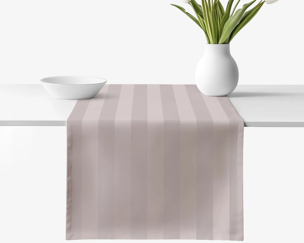 Goldea damaškový behúň na stôl - sivohnedé prúžky so saténovým leskom 50x180 cm