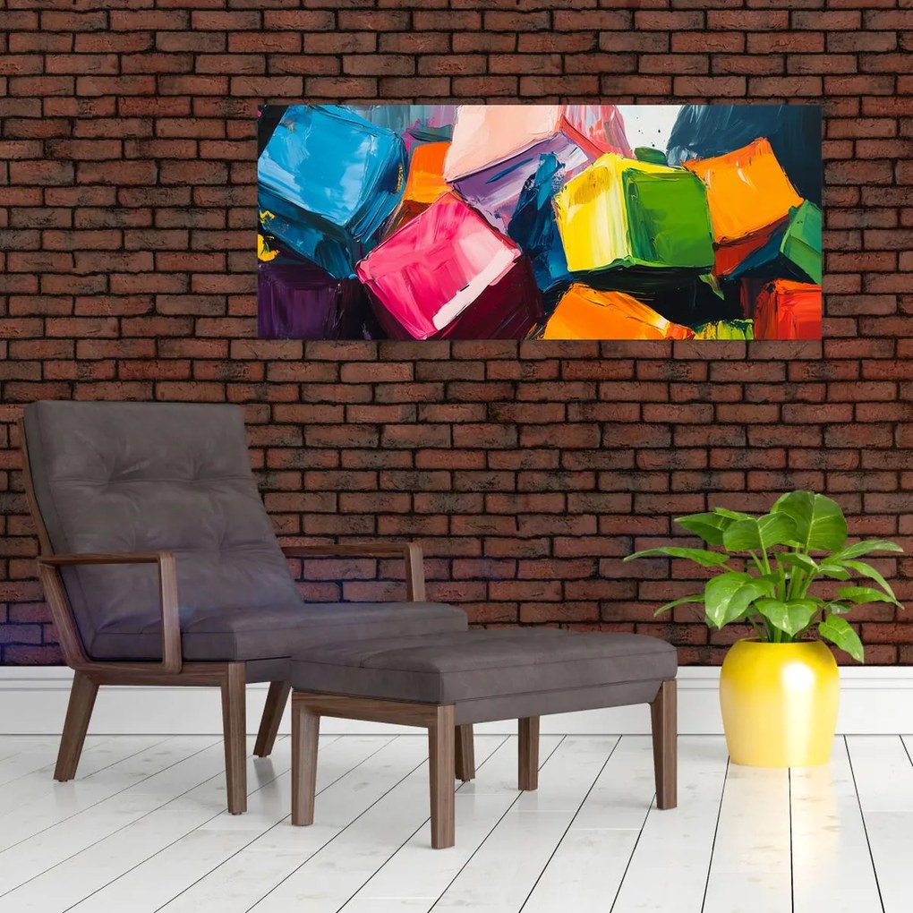 Obraz - Farebné kocky (120x50 cm)