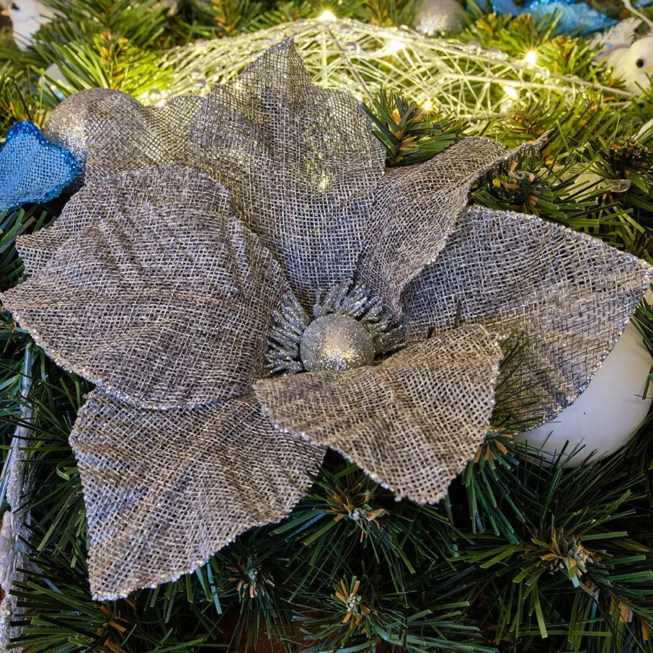 DECOLED Umělá květina šedá, 20,5x17 cm