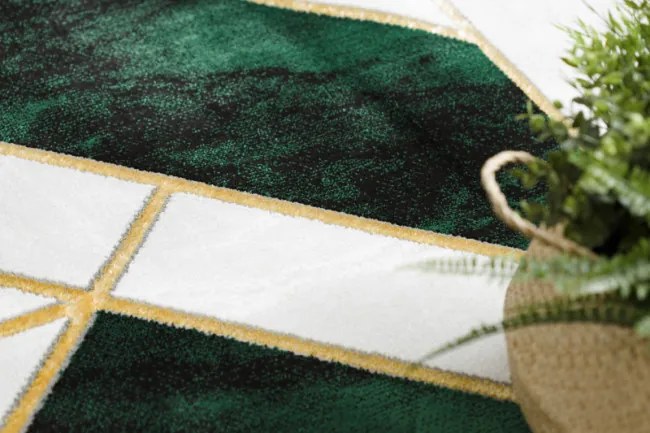 Koberec EMERALD exkluzívny 1015 kruh - glamour, marmur, geometrický zelený/zlatý