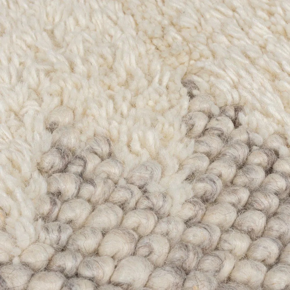Krémový ručne tkaný behúň s prímesou vlny 60x230 cm Minerals Border – Flair Rugs