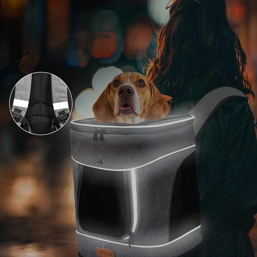 Batoh pre psy a mačky JOY,  31x30x41cm, šedá Cadoca