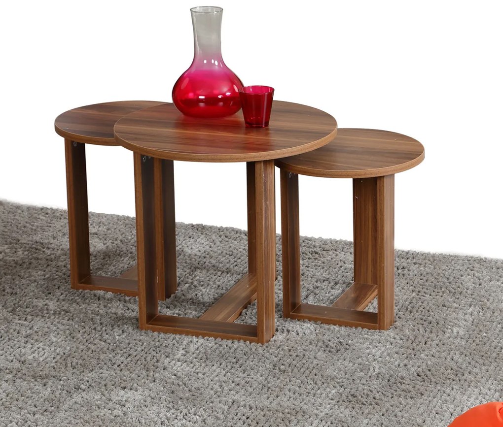 Odkladací stolík Mira Walnut, 3 ks
