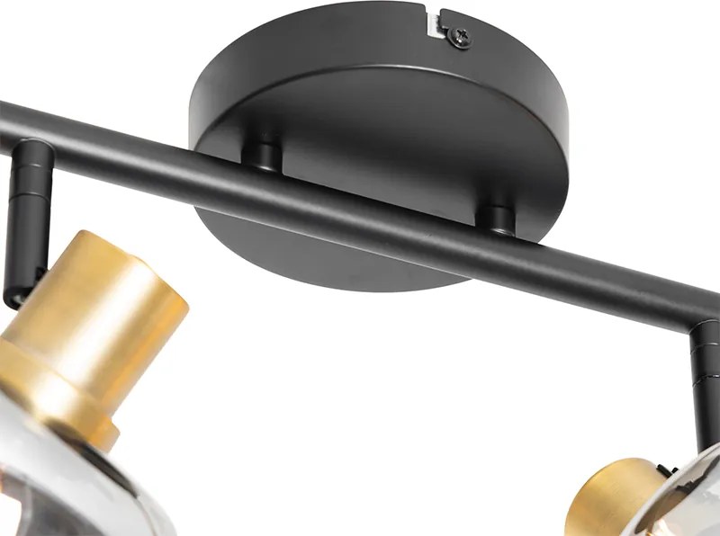 Inteligentný stropný reflektor čierny so zlatom a dymovým sklom 4-svetlá vrátane 4 Wifi P45 - Zuzanna