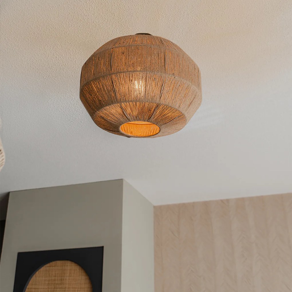 Orientálne stropné svietidlo čierne s lanom - Riki