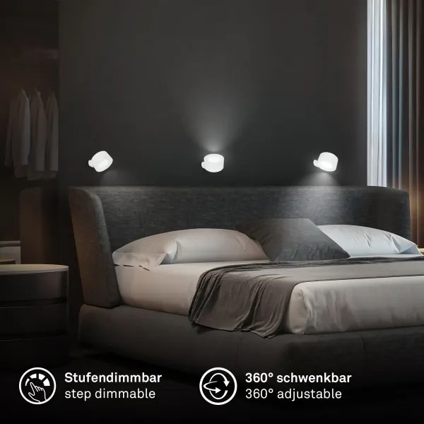 Briloner 3896016 - LED stmievateľné nabíjateľné nástenné svietidlo TARI LED/1,6W/5V 1500 mAh biele