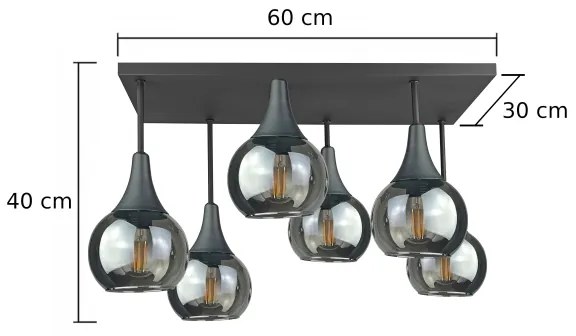 Prisadený luster SOMA 6xE27/60W/230V čierna/dymová čierna