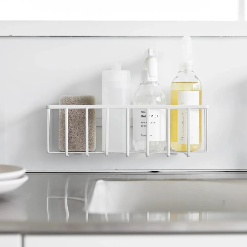 Biely kovový stojan na umývacie prostriedky bez vŕtania Film Hook – YAMAZAKI