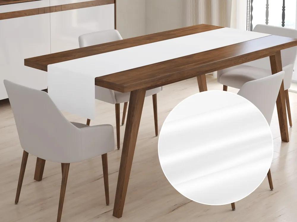 Biante Saténový behúň na stôl polyesterový Satén LUX-L040 Biely 20x160 cm