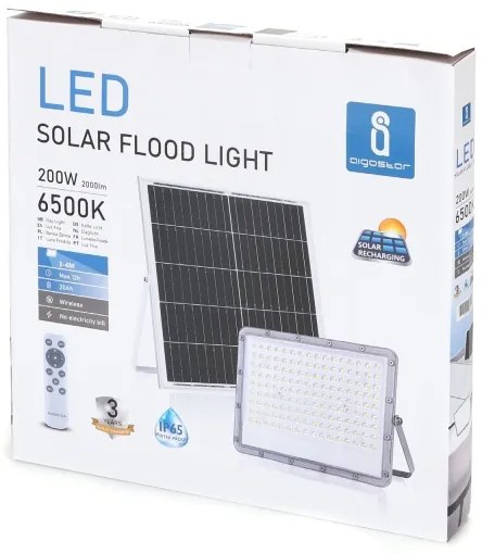 Aigostar - LED stmievateľný solárny reflektor LED/200W/3,2V IP65 + diaľkové ovládanie